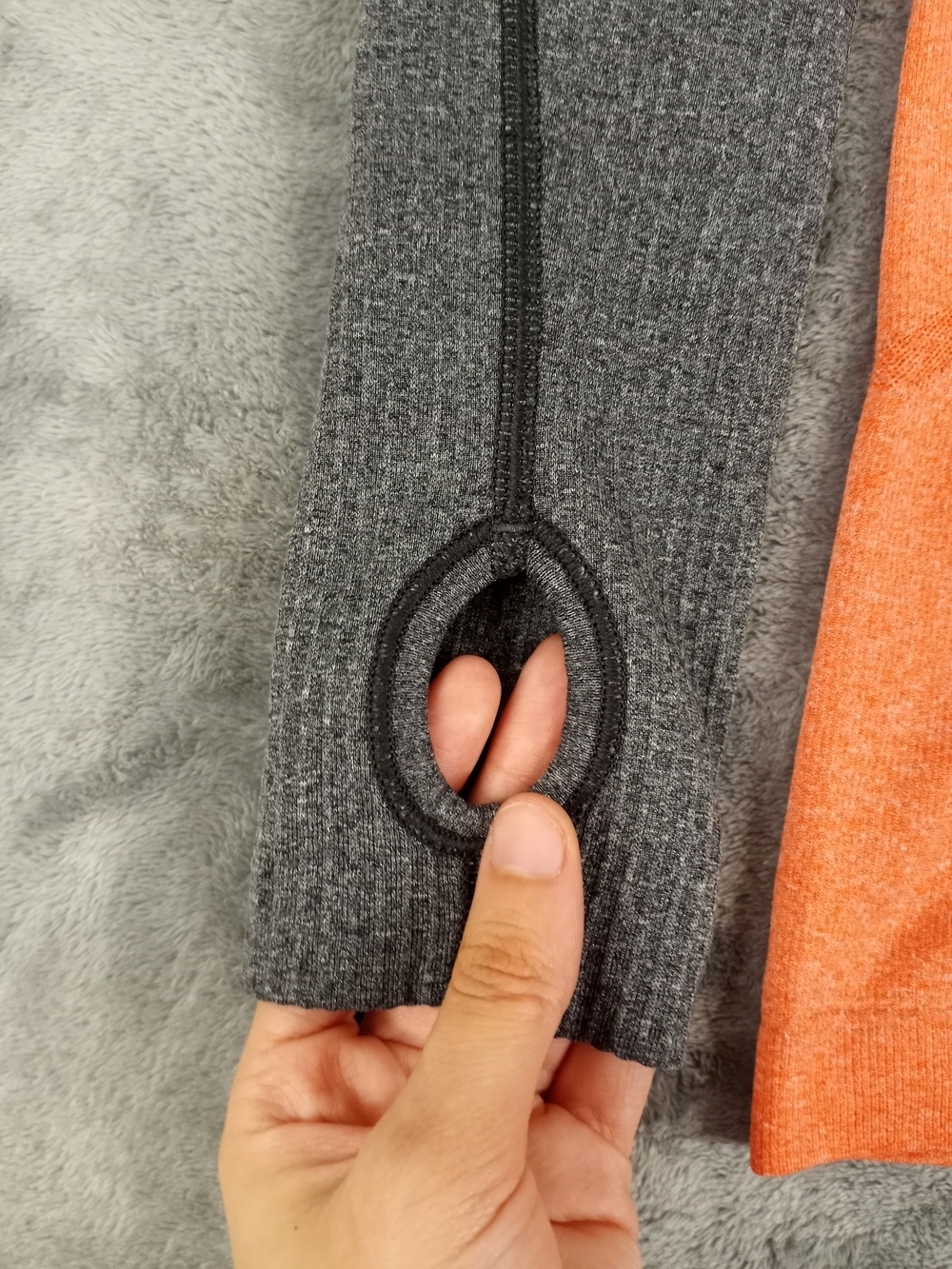lululemon Women's Ribbed Long Sleeve Top - Bright Orange with Gray Trim Size 6 - Picture 5 of 14